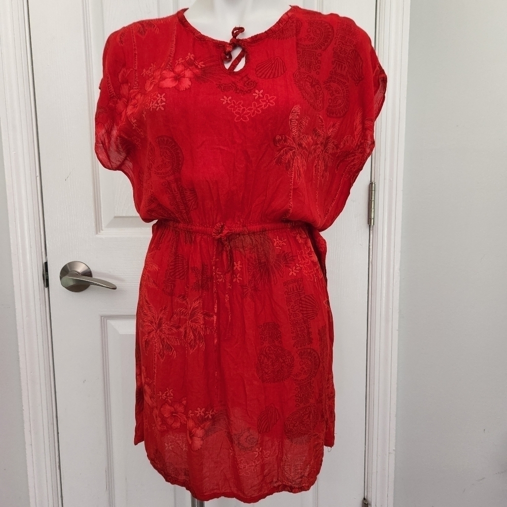 Final Sale Cabali Red Floral Cover Up